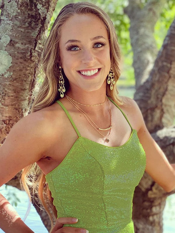 Sheath/Column Sequins Spaghetti Straps Sleeveless Sweep/Brush Train Dresses